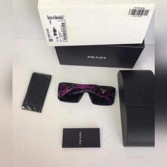 Authentic New PRADAAcetate Symbole Sunglasses SPR 23Y Slate Grey Purple - Picture 6 of 11